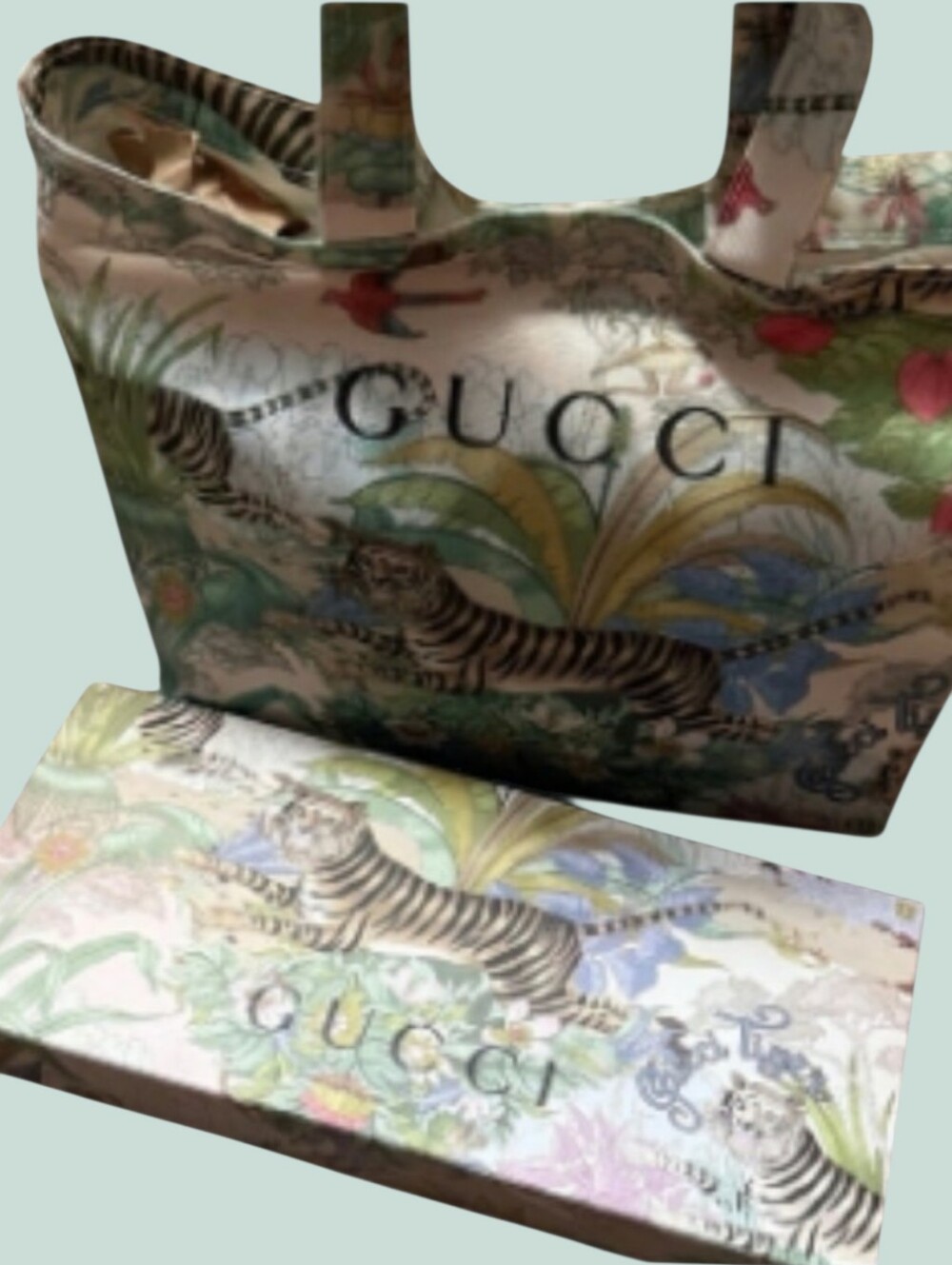 Gucci Multicolor Botanical Tiger Print Tote NWOT GWP